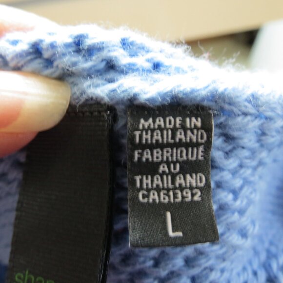 Shannon Passero Blue Marion Pullover Sweater 100% Cotton Denim Pocket Large - Picture 12 of 13